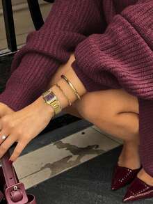 Áo len nữ dáng rộng cổ tròn, kiểu dáng tối giản, màu trơn, phong cách retro, hoàn hảo cho năm mới, Giáng sinh và Ngày Valentine. - Màu đỏ - Xem 9