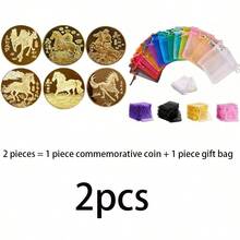 10pcs (5pcs Commemorative Coins + 5pcs Gift Bags) / 2pcs (1pc Commemorative Coins + 1pc Gift Bags) Optional Chinese Zodiac Horse Commemorative Coins, Lucky Horse Badges With Gift Bag, New Year, Birthday, Wedding, Baby Shower, Valentine's Day, Anniversary, Mother's Day, Father's Day, Back To School, Graduation Party, Holiday, Birthday Decoration, Random Color And Style - Multicolor - View 13