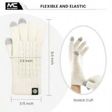 Women's Winter Gloves For Cold Weather Thermal Knit Elastic Soft Touch Screen Glove For Running Driving Hiking - Beige - View 6
