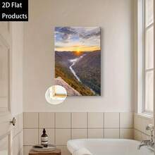 2D Flat, 1pc West Virginia New River Gorge Framed Canvas Wall Art - Wooden Framed Mountain Landscape Print With Wrap-Around Frame, Classic Farmhouse/Art Deco Style Indoor/Outdoor Wall - Nhiều màu - Xem 2
