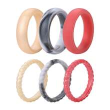 Rofusn Women's Silicone Wedding Ring: Stackable Rubber Band With Ergonomic Design - Essential For Sports Training - B - Xem 14
