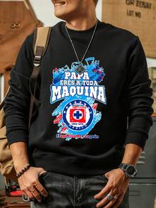 Mens Winter Wear Mens Sweatshirt Cruz Azul Design Crewneck Hoodie Fleece Lined Perfect for Fall Winter Holiday Gift Y2K Style - Negro - Ver 2