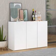 Miroytengo Aparador, Mueble Salón, Voltik Moderno Blanco Mate 2 Puertas 3 Cajones Melamina 90x69.5x32 cm Almacenamiento Interior Organizado Ilumina y Amplía Espacios Comedor Kit Montaje Instrucciones Inclusas De 2 a 3 días de envio