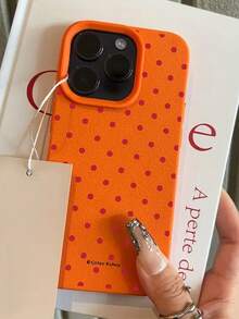 Minimalist Pink Polka Dot Fashion Phone Cases Litchi Texture Small 2D Pattern Printed Phone Case, Litchi Texture Phone Protective Cover Compatible With IPhone X/7/8/11/12/13/14/15/16 Series, Compatible With IPhone 17/17Pro/17ProMax/Air Latest Series Apple Phone Cases Spring Gift Birthday Anniversary Easter - Hot Pink - View 4