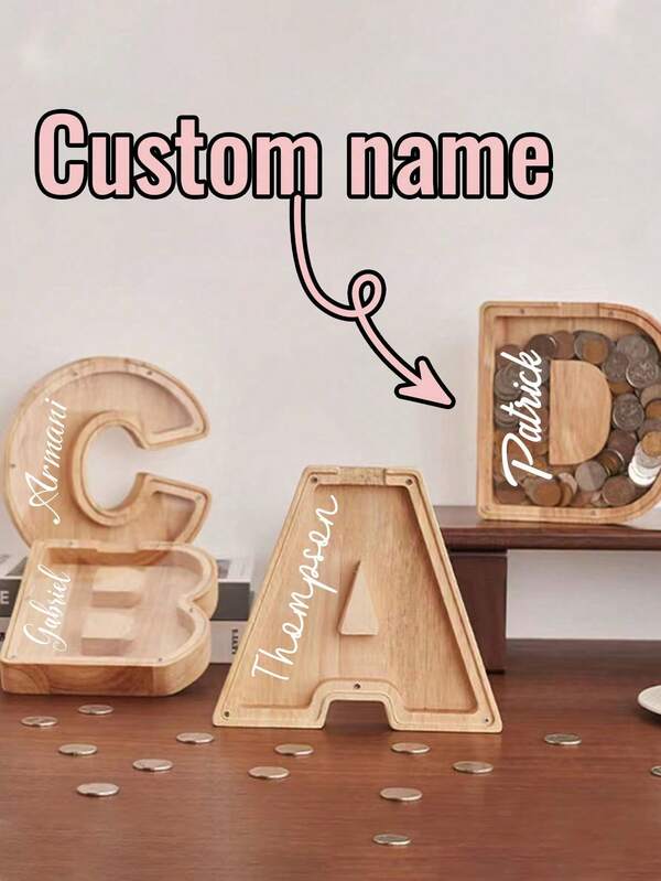 Custom Piggy Bank With Name,Piggy Bank For Kids,Personalized Large Piggy Bank,Wooden Piggy Bank,Customized Clear Piggy Bank,Piggy Bank For Adults,Initial Piggy Bank,Customizable Birthday Gifts,Anniversary,Living Room,Bedroom,Decorate,Fashion,Bridesmaids,Men,Women,Friends,Daughter,Family,Boys,Girls
