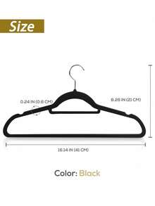 10/20入組豪華黑色絨面防滑衣架,超薄節省空間,重型旋轉黑色掛鉤適用於衣物,西裝,上衣,領帶,襯衫,裙子和褲子收納