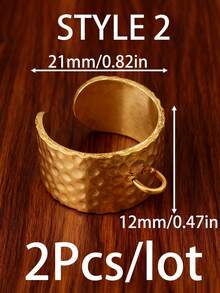 2 piezas/lote Anillos con forma de estrella de mar y corazón chapados en oro de 18K PVD, accesorios de acero inoxidable ajustables, base de anillo abierto geométrico de cadena ancha para hacer joyas DIY - Anillo DIY - Ver 13