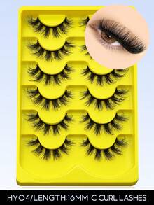 6 Pairs Volume Cat Eye Artificial Mink False Eyelashes Manga Fake Eyelashes Natural Fluffy Faux Eyelashes Cross Wispy Dramatic Volume Lashes Extension For Natural Look - Black - View 11