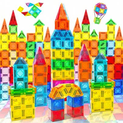 Magnetic Blocks, 150PCS Building Blocks, Magnets Building Set, STEM Construction Stacking Blocks & Montessori Learning Toy Gift For Kids 3+ Boys And Girls Preschool Kindergarden Toy, Mix Colors