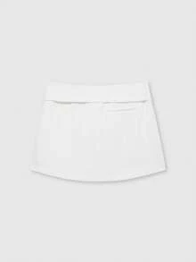 Women's Solid Color Zipper Waist Belt Skirt Pants