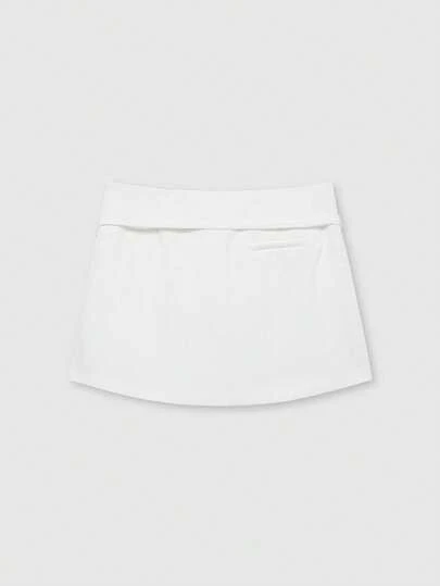 Women's Solid Color Zipper Waist Belt Skorts White Summer