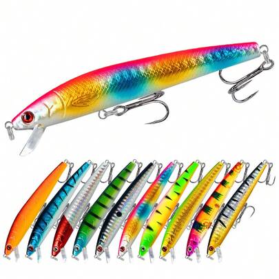 10PCS Fishing Lure Set Floating Minnow 8cm/10cm Hard Topwater Fishing Bait Artificial Baits With Hook For Bass Pike Carp Swimbait Tackle.