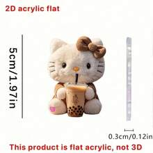 3D Flat Hello Kitty Tea Hug Keychain, Cute Pendant Charm, Holiday Gift Decoration, Car Key Chain, Backpack Wallet Keyring, 3D Flat, Christmas Gift - Multicolor - View 7