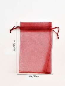 20/50/100 piezas Bolsas de organza rosa de 4x6 pulgadas, bolsas de malla pequeñas con cordón, bolsas de regalo para joyas, bolsas de fiesta para bodas - Burdeos - Ver 5