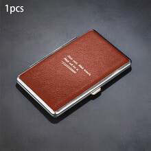Pattern Thick Cigarette Box, Black And Brown Leather Texture, Can Hold 20 Cigarettes, Each Box Has A Rubber Strap Fixed Ultra-Thin Flip Design, Fashionable And Creative Moisture-Proof And Pressure Resistant Portable Cigarette Box - Multicolor - View 3