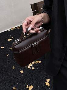 Retro stilvoller Nischen-Design Herbst/Winter Neuankömmling Umhängetasche mit einer Schulter und diagonalem Riemen, Farbblock Pendler Mode Damen Weihnachtsgeschenk, hochwertige kleine quadratische Tasche - Verschiedenfarbig - Übersicht 2