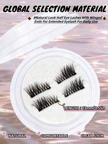 1 对磁性假睫毛，半截式，无需胶水，短款磁性睫毛，自然猫眼妆效，可重复使用，适合睫毛嫁接，是眼袋人士、美妆博主和送礼佳品的理想选择。 - 半眼睫毛 - 查看 3