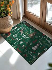 1pc 6 Dwarfs Pumpkin Holiday Welcome Doormat, Soft Velvet Material, Machine Washable, Suitable For Entrance Of Bedroom, Living Room, Dining Room, Study, Fashionable Home Decor