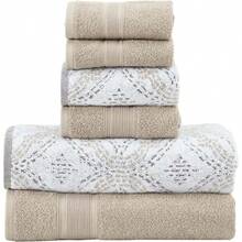 Modern Threads Capri 6Piece Reversible Yarn Dyed Jacquard Towel Set Bath Towels Hand Towels And Washcloths Super Absorbent And Quick Dry 100% Combed Cotton Khaki - Khaki - View 1