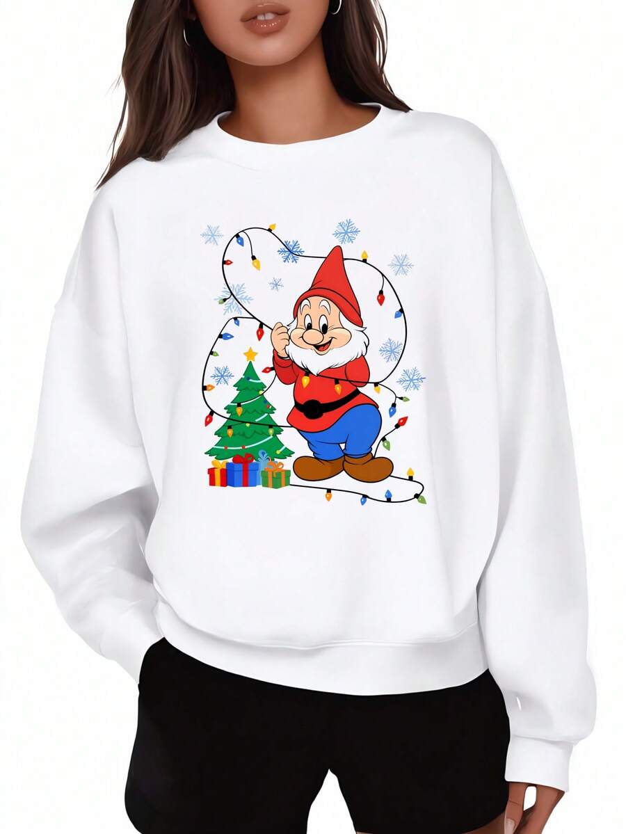 Christmas Mickey Mouse Sweatshirt Black Mickey Christmas Tree Snowflakes Holiday Gift Design Unisex Casual Winter Wear For Women Men Kids - trắng - Xem 1