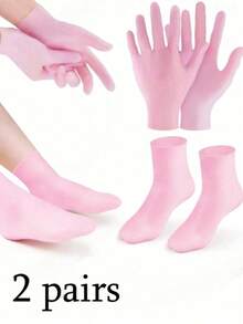 Mască exfoliantă din silicon pentru mâini și picioare, mâneci exfoliante reutilizabile, hidratantă, îngrijire a pielii sensibile, îngrijire a mâinilor, cadou, instrumente de îngrijire, mănuși moi din silicon, repară pielea uscată, mărime universală, excelentă pentru familie, mănuși hidratante, cadou pentru mama, Crăciun, accesorii de călătorie