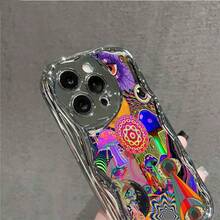 Art Vibrant Colors  Mushrooms Eyes Element Design Phone Case For IPhone 16/15/14/13/12/11/X/XS-Metallic Shine, Soft PU, Slim & Protective, Anti-Slip- Unisex Case For Teens & Adults|Glossy Wave Phone Case - 銀色 - 查看 7