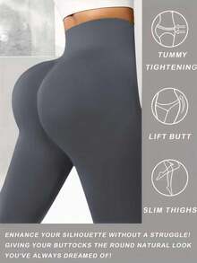 1pc Women's High Waist Flare Pants, Crossover Elastic Waistband Design, Casual Long Versatile Slim Fit Wide Leg Pants, Stretchy Polyester Fabric, Machine Washable, Accentuates Curves, Yoga/Fitness Tight Leggings, High Waist Naked Feeling Lift Tummy Control Trousers - Soft Fabric - Grey - View 6