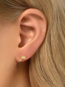 1 pieza Pendiente de plata de ley 925 con diseño de pájaro de espalda plana | Pendiente de botón diminuto | Pendiente apilable | Pendiente de pájaro | Joyería de plata de ley 925 | Adecuado para uso diario de mujeres | Se vende como 1 pieza (no 1 pieza) - Multicolor - Ver 5