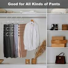 6-Pack Stainless Steel Non-Slip Clothes Hangers & Trouser Hangers: Space-Saving, Multi-Purpose S-Shaped Wardrobe Organizer, Suitable For Trousers, Jeans, Scarves, Towels, Leggings, Etc. - Silver - View 6