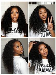 QVR QUEEN VIRGIN REMY QVR 水波纹羽毛钩编真人发接发 1 包 预分离羽毛真人发，适用于无结波西米亚辫子 自然黑色