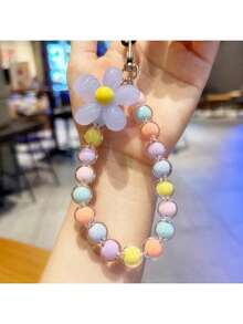 1件创意挂链手机壳链挂环女孩马卡龙INS风配饰串珠DIY手链贴纸挂件可爱创意挂绳钥匙扣水晶CCD手工吊坠 - 彩色 - 查看 11