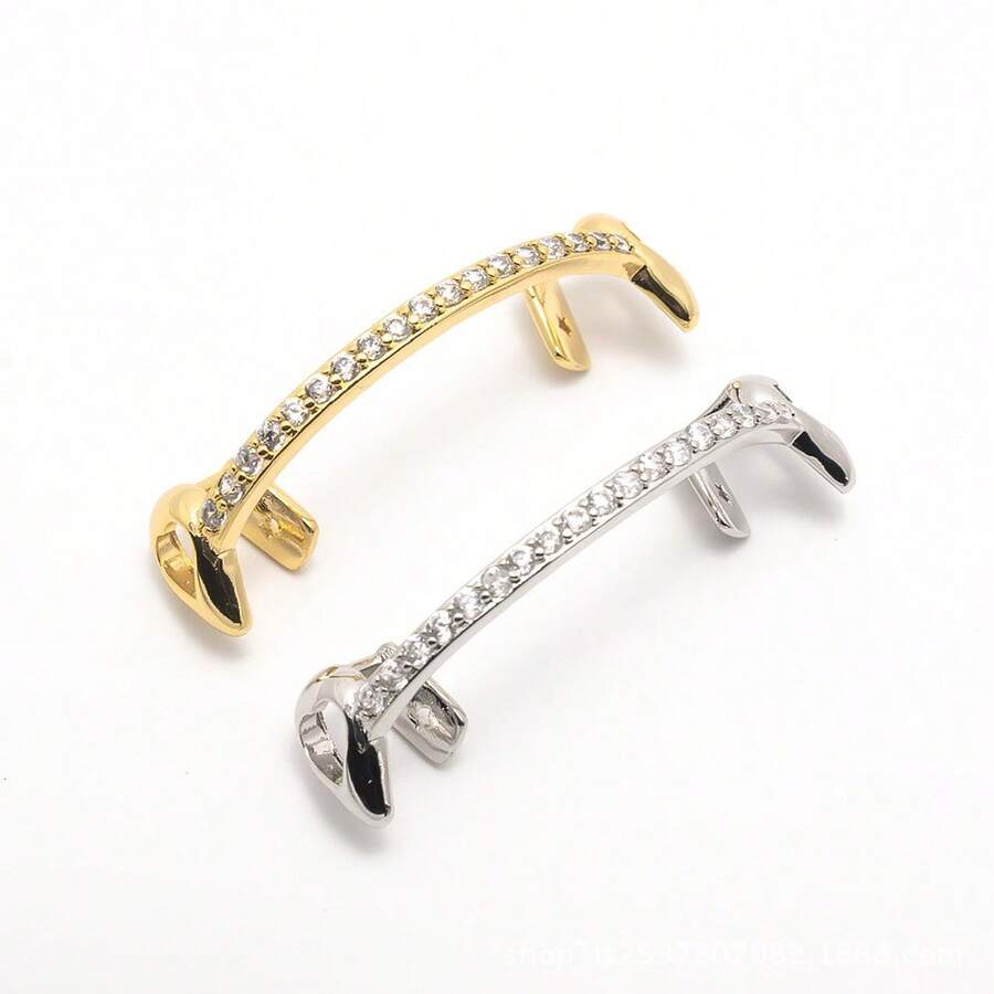 1 Hip-Hop Style New Single Row Full Diamond Big Gold Teeth Hollow Heart-Shaped Sharp Teeth Hip-Hop Unisex  Accessory - Gold - View 1
