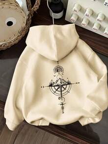 青少年男孩新款印花套头连帽衫，保暖舒适，秋冬季适用