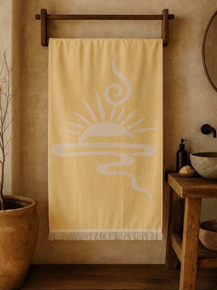 Made In Turkey - Bath Towel | Turkish Cotton | Soft, Lightweight & Quick-Drying | 70x150 Cm | - Light Yellow - View 1