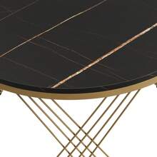Elegant Folding Coffee Table: Decorative Look, Gold Decoration, Side Table With Drawers - Set Of 2 - 黑色+中密度纖維板 - 查看 4