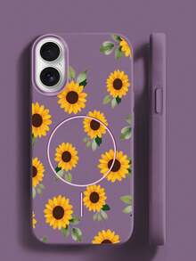 Custodia magnetica opaca per iPhone 17 Pro Max e 17 Air, custodia protettiva in TPU a forma di girasole, scocca morbida e antiurto - Viola - Visualizzare 15