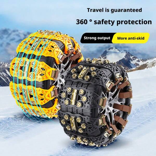 6 قطع سلاسل ثلج للإطارات، سلاسل إطارات ثلجية شتوية، سلاسل مضادة للانزلاق باللون الأصفر، سلاسل إطارات قابلة للتعديل، سلاسل شتوية قابلة لإعادة الاستخدام، تضمن القيادة على الطرق الجليدية والثلجية في الشتاء، مناسبة لمعظم السيدان والسيارات الرياضية متعددة الاستخدامات