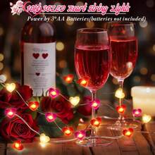 Dây đèn hình trái tim cho ngày lễ tình nhân, trang trí cầu hôn, bao bì hộp quà, đạo cụ chụp ảnh cưới, đèn LED - Nhiều màu - Xem 8