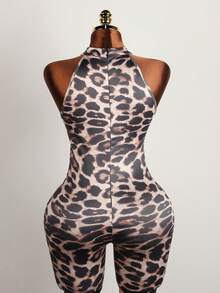 Morene Summer Jumpsuit Club Outfits Women Sexy Leopard Print Long Sleeve Going Out Rave Outfits Festival  Jumpsuit - 棕色 - 查看 6