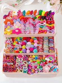 Bộ quà tặng phụ kiện tóc nhiều màu sắc 675 món cho bé gái, bao gồm kẹp tóc hình bướm, kẹp tóc hình trái cây cầu vồng, kẹp tóc hình hoa có họa tiết, dây buộc tóc co giãn, băng đô nơ dễ thương, kẹp tóc hình ngôi sao và kẹp tóc hình móng vuốt nhỏ, món quà tuyệt vời cho con gái hoặc bạn bè - Nhiều màu - Xem 4