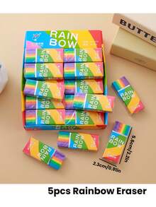 1/5/10/20 彩虹橡皮擦，超干净无残留 2B 手柄橡皮擦，适用于绘画和书写，是艺术学生在学校使用的理想选择，也是返校用品，完美的圣诞节和万圣节礼物，学校用品，派对礼品袋填充物。 - 彩色 - 查看 11