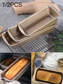 1/2 Loaf Pan, Gold Bread Baking Pan, Carbon Steel Rectangular Bread Mold, Large/Medium/Small Pound Cake Mold, Rectangular Toast Baking Pan, Non-Stick Toast Box, Pound Cake Baking Tray Tools, Suitable For Baking, Homemade Sourdough And Sandwich Bread | Home Party Birthday Cake Making, Easy To Clean, Home Baking Tools - Multicolor - View 1