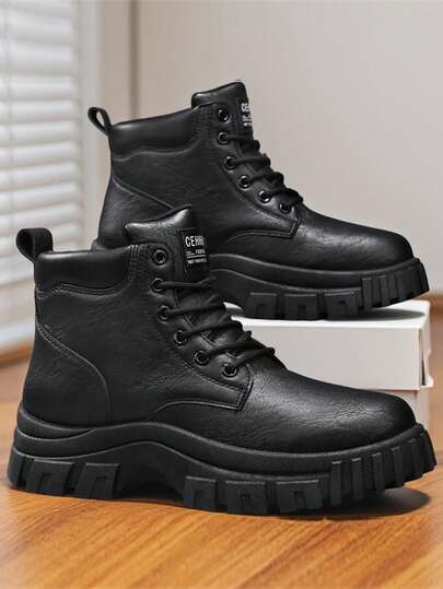 New Men's Ankle Boots, Soft Sole Comfortable Plus Size, Fashion Versatile Design, Casual Student Short Boots, Lace-Up Outdoor Sports Shoes