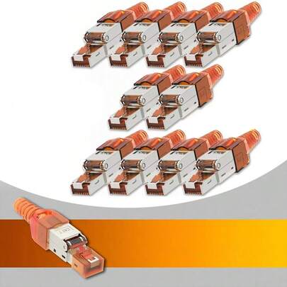 10xNetzwerkstecker CAT 7 Werkzeuglos RJ45 Netzwerk Metall Stecker Verlegekabel