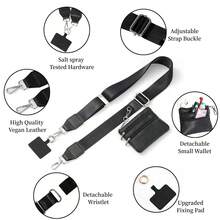 1pc Women's Adjustable Crossbody Phone Holder With Zipper Pouch, Black