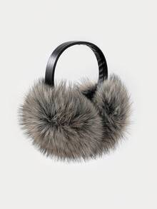 1 قطعة سماعات أذن من الفرو الاصطناعي للنساء، بنسيج جلد PU، دافئة وأنيقة، مناسبة للتزلج والارتداء الخارجي