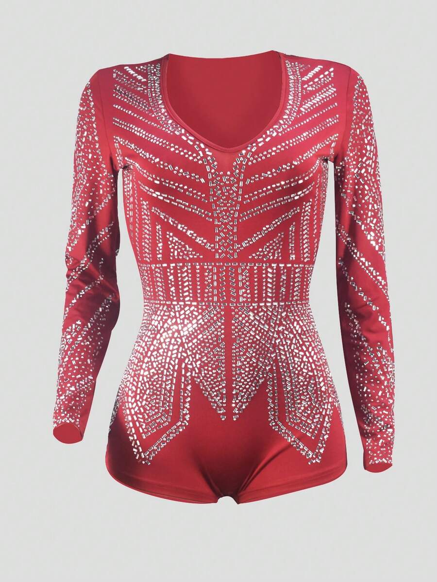 1 件熱門鑽石連身褲 - 酒紅色 - 查看 1