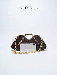 Túi cầm tay mây xếp ly bất đối xứng cổ điển, túi xách kim loại độc đáo, ví cầm tay cổ điển cao cấp cho tiệc tùng, tiệc tối - Cà phê - Xem 8