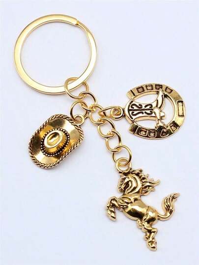 Street 1pc Western Cowboy Style Cowboy Hat, Boot, Horse Keychain Car Accessories Bag Charm School Cute Goth Y2k