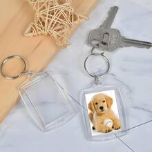 100 Piezas Llaveros Acrilicos de Foto Llavero de Foto DIY Transparente Acrilico Transparente Llaveros Llavero en Blanco Marcos Pequeños Fotos Familiares Amigos Regalos - transparente - Ver 3